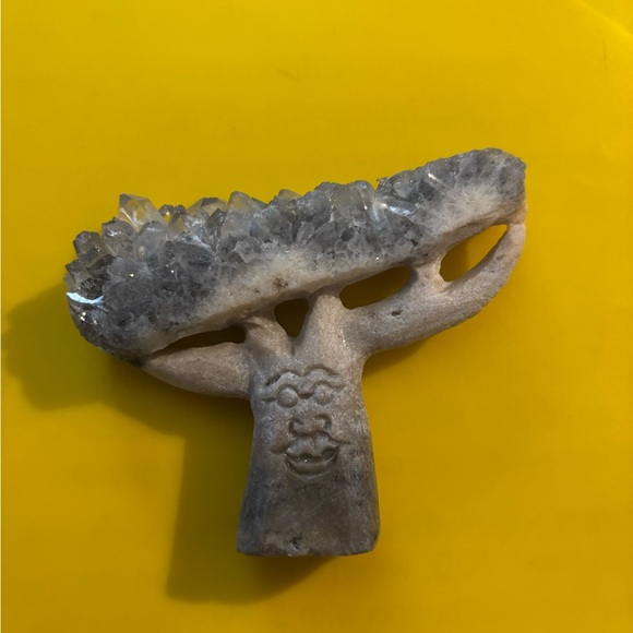 Smokey Clear Quartz Crystal Tree Smiling Face with Glasses! - Picture 2 of 5